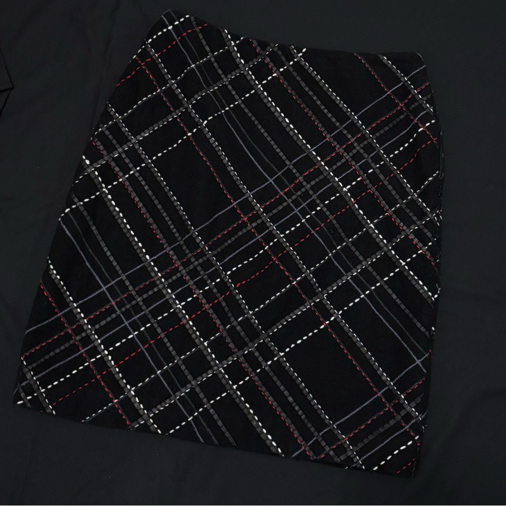 Dana Buchman Black Wool Skirt with Red and White Plaid